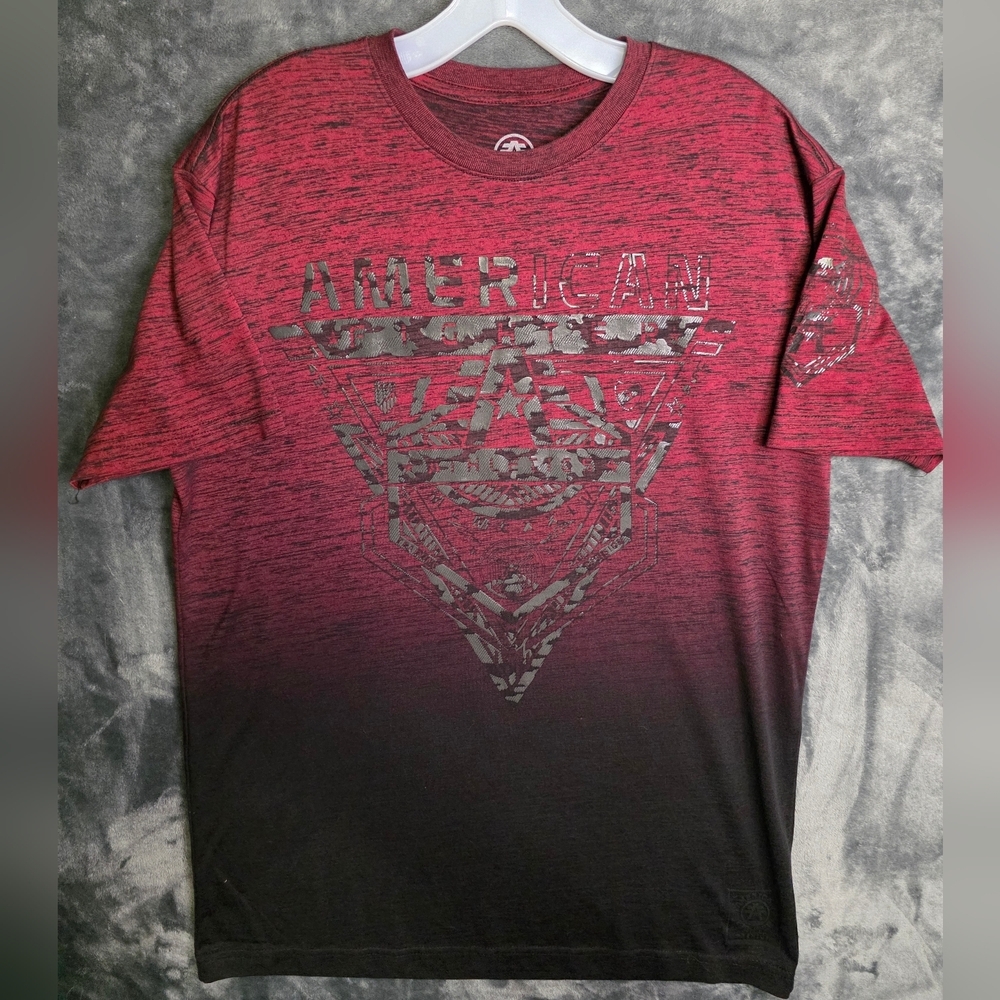 American Fighter Red and Black Ombre Buckle Exclusive  Short Sleeve Tee